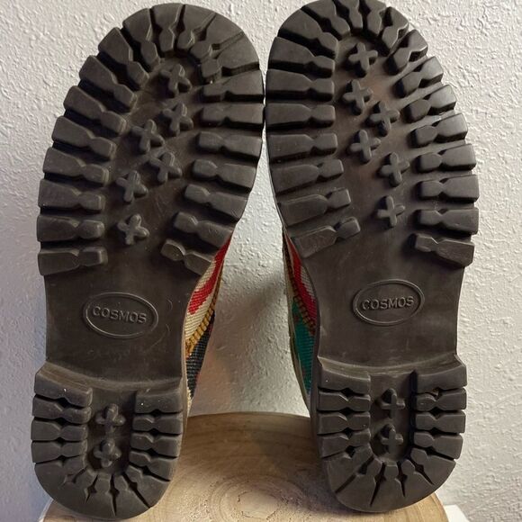 Vintage Cosmos Kilim Turkish Leather Ankle Combat Boots Size 9 EUC - Picture 6 of 7